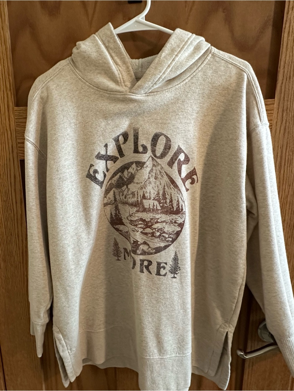 Maurices Explore More Beige Graphic Hoodie